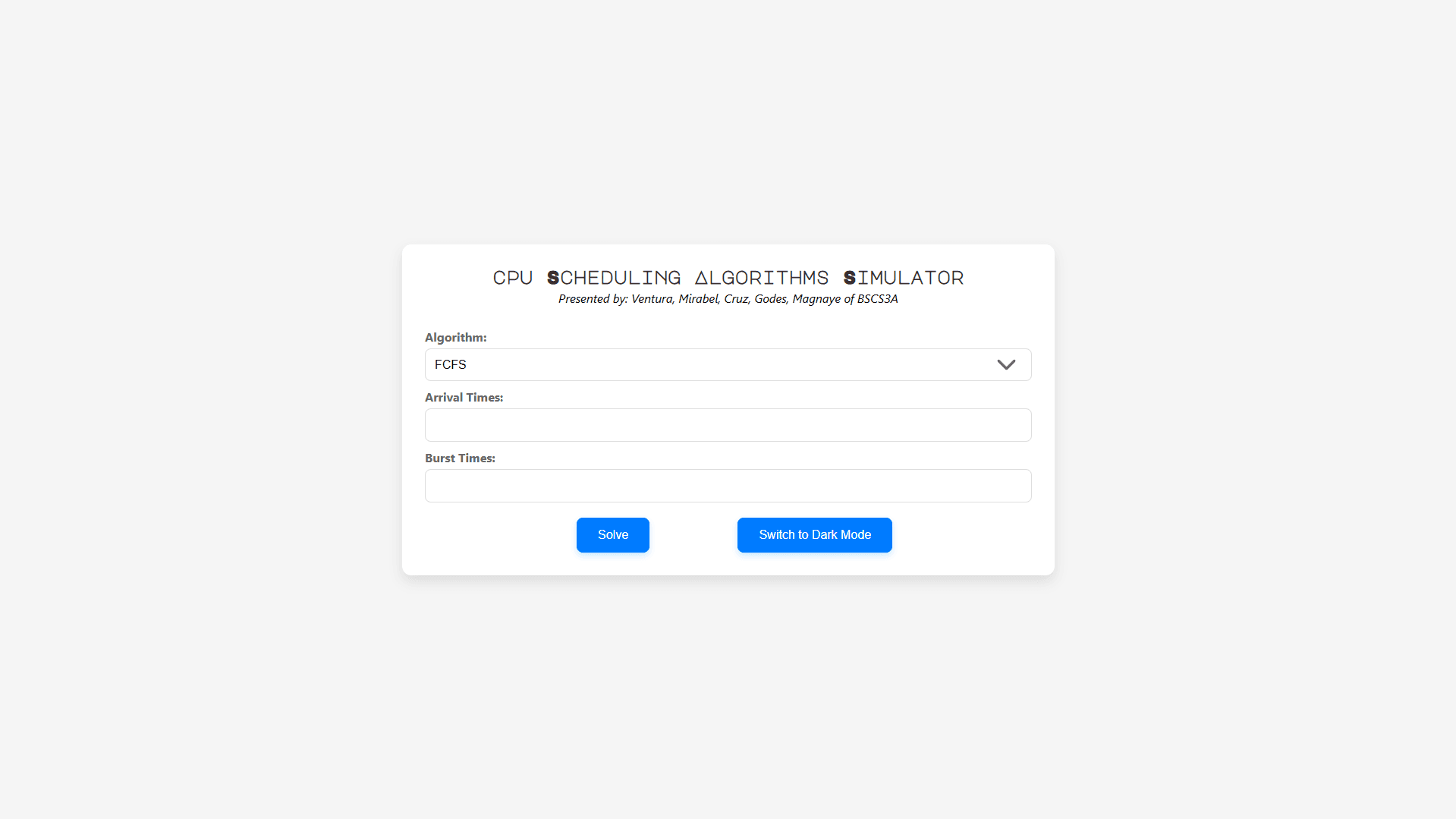 CPU Scheduling Simulator
